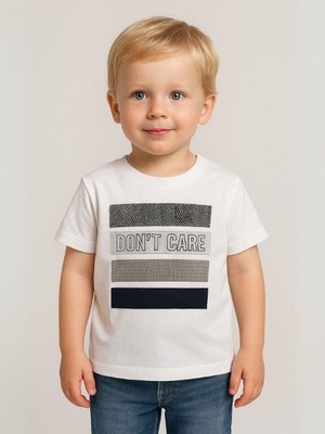 Erkek Çocuk Aplikeli Don't Care Yazılı T-Shirt