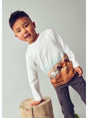 Mayoral Erkek Çocuk Baskılı Sweatshirt Krem