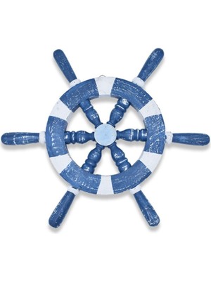 Ahşap Gemi Dümeni 42 cm Duvar Dekoratif Obje Hediye