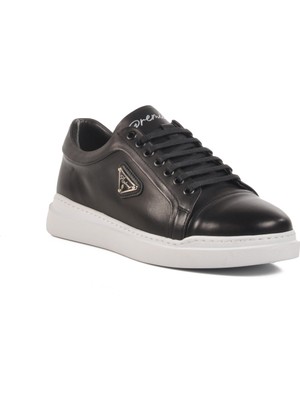 Siyah-Beyaz Hakiki Deri Erkek Sneaker Premium 2040 M
