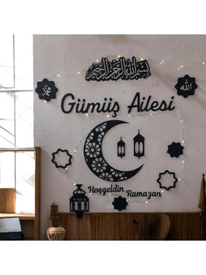 Kişiselleştirilebilir Hoşgeldin Ramazan LED Işıklı Ahşap Duvar Süsü