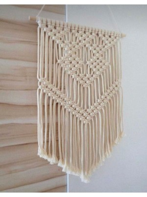 Ekru Makrome Duvar Süsü, Şık ve Doğal Dekor Için Ideal Seçim