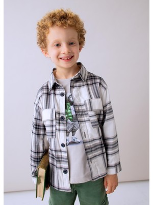 Mayoral Erkek Çocuk Ekose Gömlek Gri