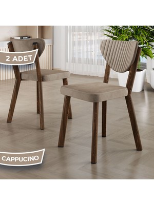 Arfe Serisi 2 Adet Cappucino Mutfak Sandalyesi Ahşap Kaplama 1. Sınıf Babyface Kumaş
