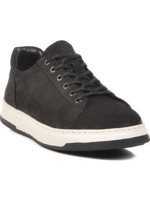 Siyah Nubuk Hakiki Deri Erkek Sneaker 2516 M
