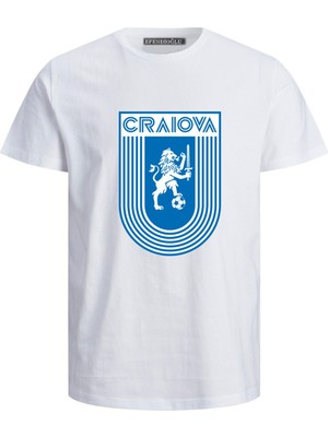 Universitatea Craiova Kulüp Büyük Baskılı Erkek Pamuklu Tshirt