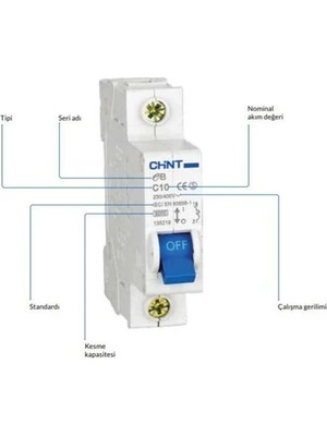 Chint Eb Serisi / 1 Kutuplu 4,5ka / B Tipi 16A Oto
