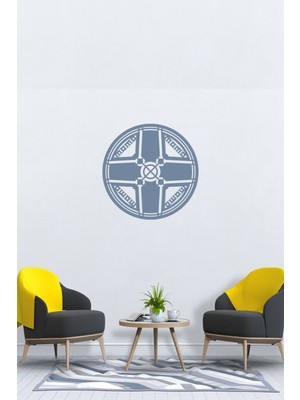 Ahşap Araba Jant Tablo, Lazer Kesim, Duvar Dekor, 3mm, Kendinden Yapışkanlı, Gri