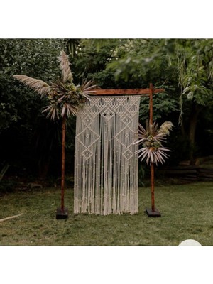 El Yapımı Makrome Duvar Süsü ve Hediye Seti, Ekru Renkli ve Şık Tasarım