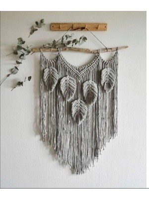 Gri Makrome Duvar Dekoru, Şık ve Doğal Ev Aksesuarı