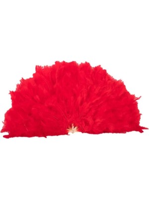 Tüylü Ahşap Gelin Nedime Yelpazesi 60X30, Şık ve Zarif Tasarım, Renkli Seçenekler