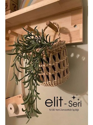 Kahverengi 10X10 Duvar Süsü ve Hasır Sepet, El Yapımı, Şık ve Doğal Dekoratif Ürün