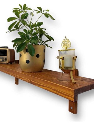 Kahverengi Ahşap Dekoratif Duvar ve Banyo Rafı, Şık ve Fonksiyonel Tasarım
