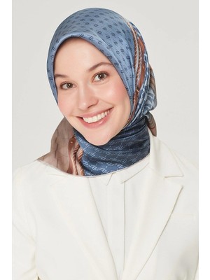 Armine Nostalji Tivil Saf İpek Eşarp 8519 - 83 Vizon Karışık Desen