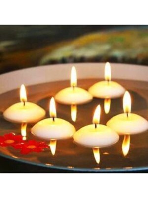 24 Adet Beyaz Suda Yüzen Mum Takımı, Şık ve Zarif Dekorasyon Için Ideal
