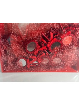 Ayna Kırmızı Tüllü Magnet Söz, Nişan, Düğün, Nikah, Mevlüt Hediyelik - 25 Adet