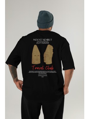 Mount Nemrut Adiyaman Arka Baskılı Oversize T-Shirt Erkek Kadın Pamuk Bisiklet Yaka Tişort