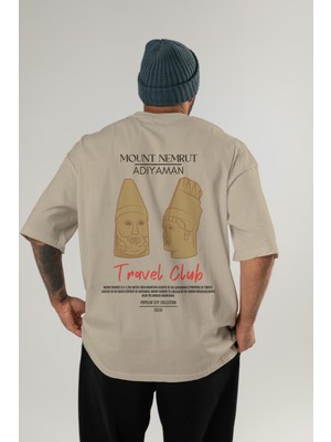 Mount Nemrut Adiyaman Arka Baskılı Oversize T-Shirt Erkek Kadın Pamuk Bisiklet Yaka Tişort