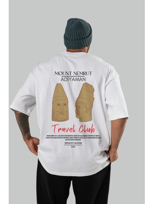 Mount Nemrut Adiyaman Arka Baskılı Oversize T-Shirt Erkek Kadın Pamuk Bisiklet Yaka Tişort