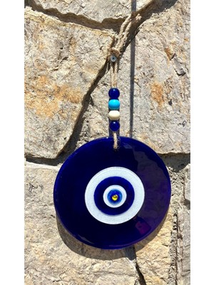 El Yapımı Lacivert Nazar Boncuklu Balkon Duvar Dekoru 20 cm