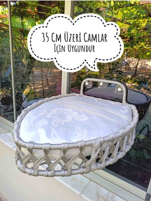 Kedi Için Cam Yüzeye Monte Edilen Yatak | Vakumlu Askı Sistemi ile Güvenli | Geniş ve Konforlu Tasarım