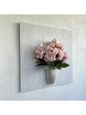 Kabartma Dokulu, Pembe Yasemin Çiçekli Renkli 3D Tablo, Şık ve Canlı Dekor.