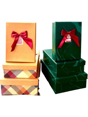 Home Dikdörtgen Kutu 3'lü Set – Karışık Renk ve Desen