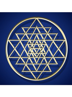 Altın Kutsal Geometrik Şekil Sriyantra Ayna 30X30CM Dekorasyon