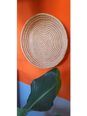 Haki Hasır Duvar Tabağı, Şık ve Doğal Dekoratif Aksesuar