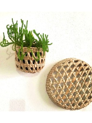 Kahverengi Hasır Sepet, Dekoratif Duvar Süsü ve Saksı, Ev ve Çocuk Odası Için Ideal