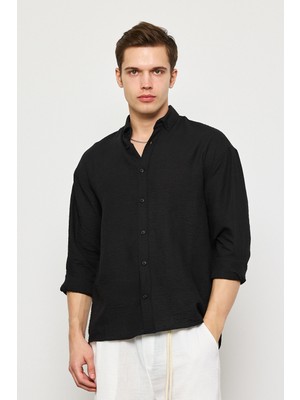 Keten Uzun Kollu Oversize Gömlek