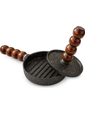 Hamburger Press & Köfte Kalıbı & Et Mühürleme Komple Döküm Alt Üst Dengeli Pişirme Yanmaz Yapışmaz