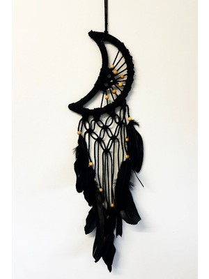 El Yapımı Makrome Düş Kapanı, Siyah, Zarif ve Şık Bir Dekorasyon Parçası