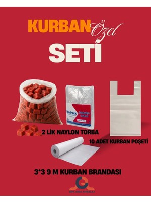 Kurban Ambalaj Seti (3*3 Branda- 2 Lik Naylon Torba - 10 Adet Kurban Poşeti)