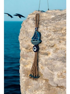 Çok Renkli Seramik Yelkenli Figürlü El Yapımı Duvar Dekoru 7X36 cm