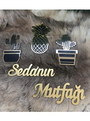 Kaktüs ve Ananas Temalı Şık Pleksi Mutfak Dekoru, Canlı ve Modern Tasarım.