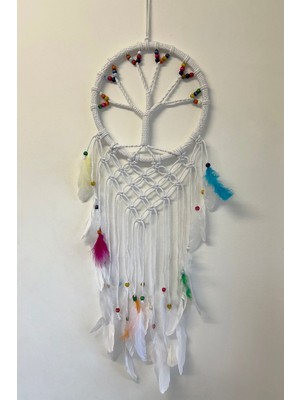 El Yapımı Makrome Düş Kapanı, Beyaz, Şık ve Zarif Dekoratif Aksesuar