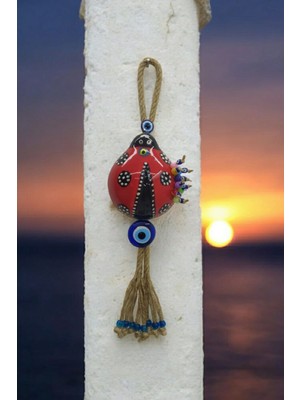 Kırmızı Uğur Böceği Nazar Boncuklu Duvar Süsü, Bahçe ve Balkon Dekoru