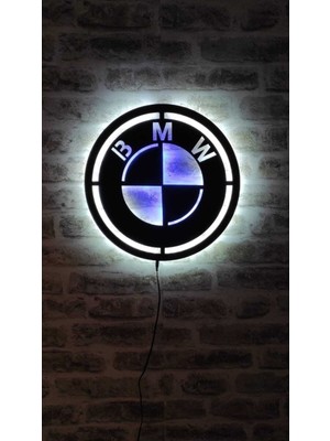 Beyaz Işıklı Bmw Logo Duvar Dekoru, Şık ve Modern Tasarım