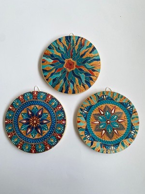 Oryantal 3'lü Duvar Süsü, Bej, Şık ve Zarif Dekorasyon Parçası