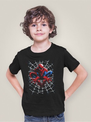 Örümcek Adam Baskılı Unisex Spider-Man Film Çocuk Tişört (1-12 Yaş)