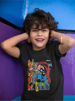 Vintage Thor Baskılı Unisex Avengers Film Çocuk Tişört (1-12 Yaş)