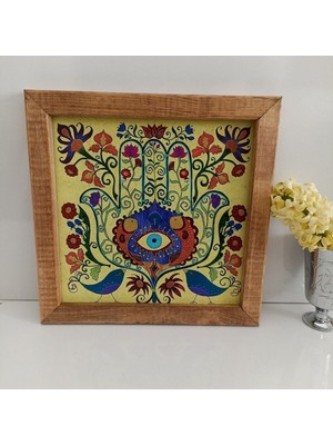 Kuşlu ve Bereket Temalı Doğal Ahşap Dekor Pano, Sıcak ve Şık Tasarım