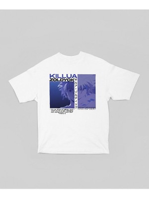 Killua Zoldyck God Speed Yazılı Unisex Oversize Anime Karakter Tişört