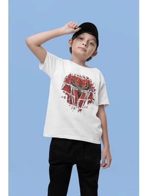 Örümcek Adam Logo Baskılı Unisex Spider-Man Film Çocuk Tişört (1-12 Yaş)