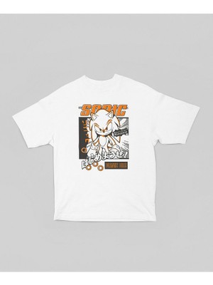 Sonic Hedgehog Baskılı Unisex Oversize Çizgi Film Tişört