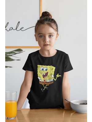 Süngerbob Baskılı Unisex Çizgi Film Çocuk Tişört (1-12 Yaş)