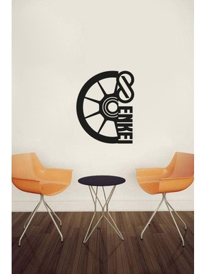 Siyah Ahşap Jant Tablo, Lazer Kesim, 3mm, Duvar Dekoru, Kendinden Yapışkanlı