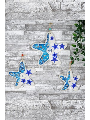 Renkli Deniz Yıldızı 3'lü Dekoratif Duvar Süsü