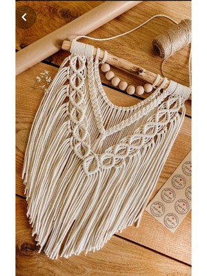 Ekru Makrome Duvar Süsü, Şık ve Doğal Dekoratif Aksesuar